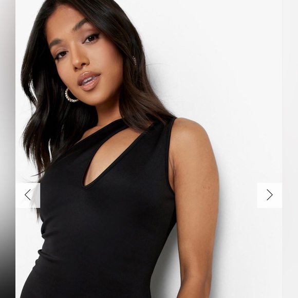 BEBE Black Cutout Shoulder Dress Size Medium - Picture 5 of 15